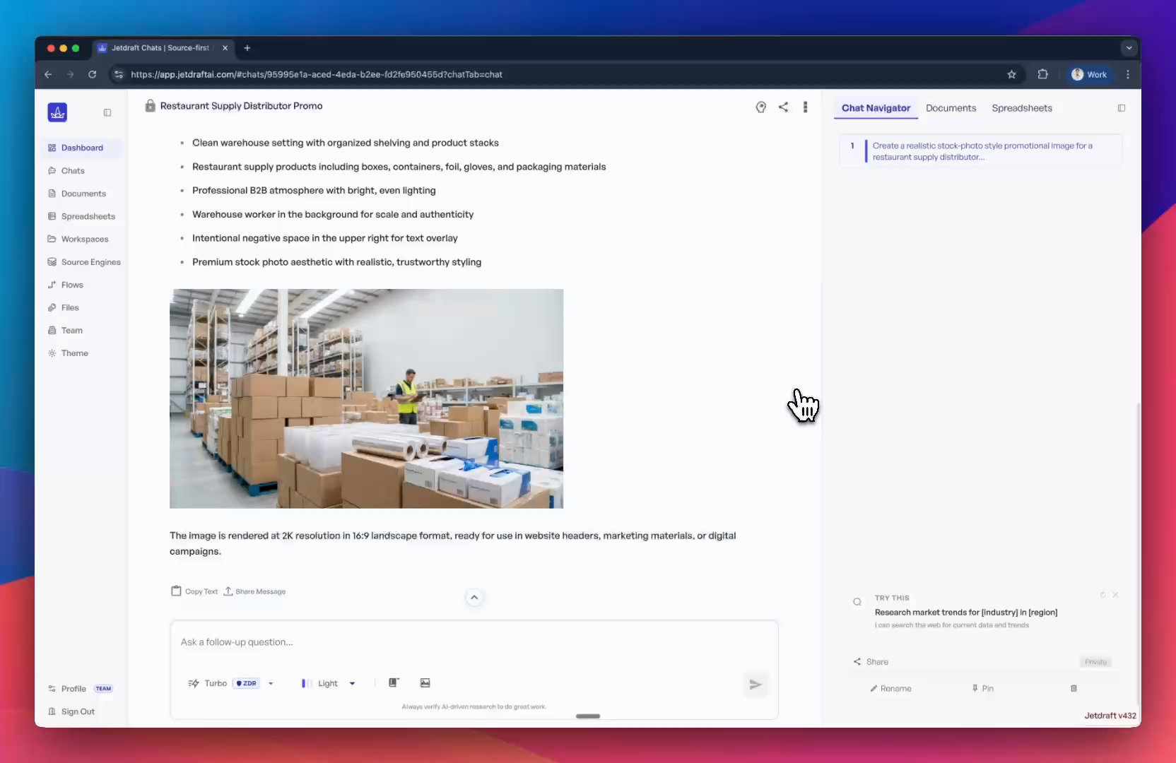 Jetdraft generated warehouse image displayed inline at full width.